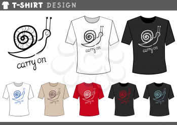 Illustration of T-Shirt Design Template with Cute Snail and Carry on Lettering