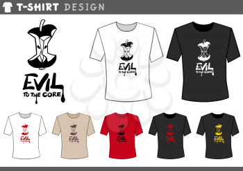 Illustration of T-Shirt Design Template with Apple Core and Evil to the Core Caption