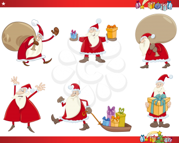 Cartoon Illustration of Santa Claus Christmas Characters Set