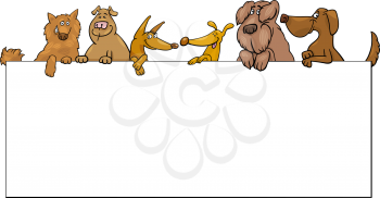 Cartoon Illustration of Cute Dogs with Frame or Card Design