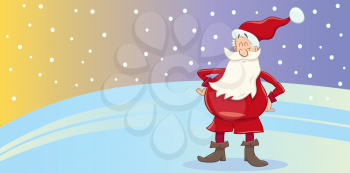 Greeting Card Cartoon Illustration of Santa Claus on Christmas