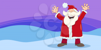 Greeting Card Cartoon Illustration of Santa Claus on Xmas Time