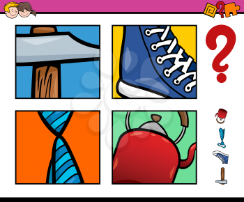 Cartoon Illustration of Educational Activity Task of Guessing Objects for Children