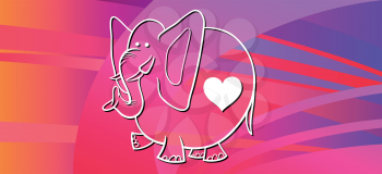 Valentines Day Greeting Card Cartoon Illustration with Funny Elephant in Love