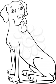Black and White Cartoon Illustration of Great Dane Dog