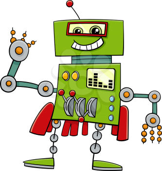 Cartoon Illustration of Robot Science Fiction or Fantasy Comic Character