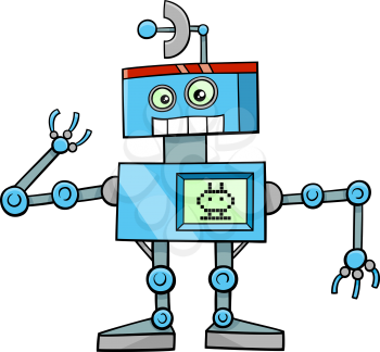 Cartoon Illustration of Funny Robot Fantasy Character