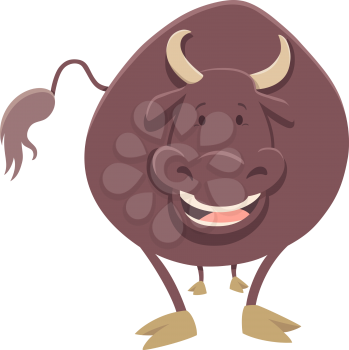 Cartoon Illustration of Bull Farm Animal Character