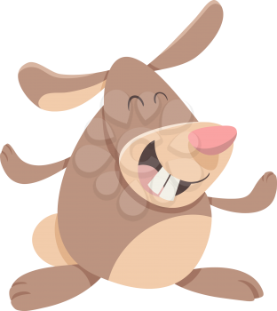 Cartoon Illustration of Happy Rabbit Animal Character