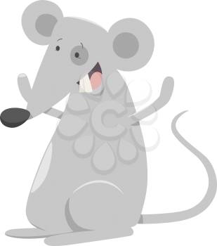 Cartoon Illustration of Happy Mouse Animal Character