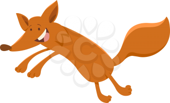 Cartoon Illustration of Happy Red Fox Animal Character