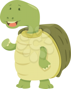 Cartoon Illustration of Happy Turtle Animal Character