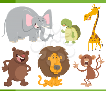 Cartoon Illustration of Cute Wild Animal Characters Set