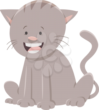 Cartoon Illustration of Cat or Kitten Animal Character