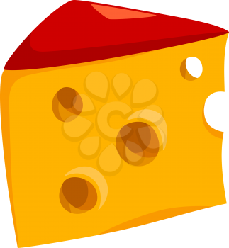 Cartoon Illustration of Cheese with Holes Food Object