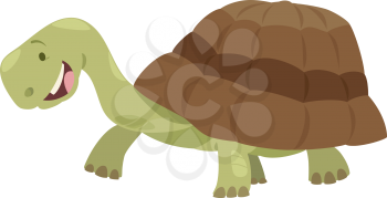 Cartoon Illustration of Happy Turtle or Tortoise Animal Character