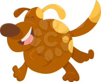 Cartoon Illustration of Cute Running Spotted Dog Animal Character