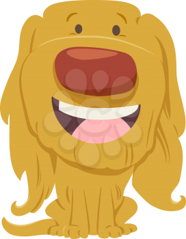 Cartoon Illustration of Happy Hairy Dog or Puppy Animal Character