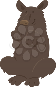 Cartoon Illustration of Baribal or American Black Bear Animal Character