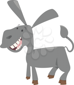 Cartoon Illustration of Happy Donkey Farm Animal Character