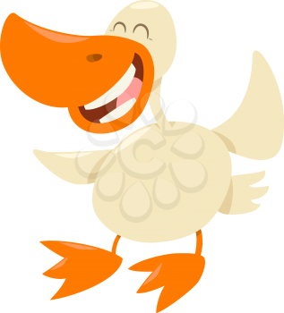 Cartoon Illustration of Happy Duck Farm Animal Character