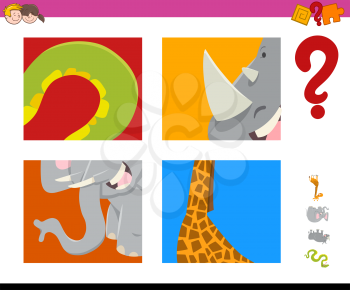 Cartoon Illustration of Educational Game of Guessing Animals for Children