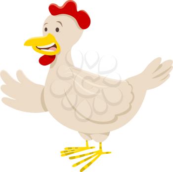 Cartoon Illustration of Chicken or Hen Farm Animal Character