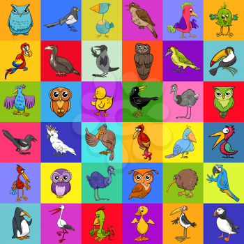 Cartoon Illustration of Birds Animal Characters Pattern or Decorative Paper Design