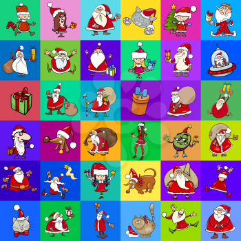 Cartoon Illustration of Christmas Characters Pattern or Design