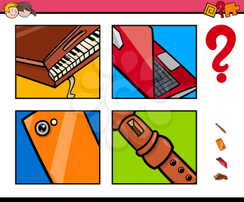 Cartoon Illustration of Educational Game of Guessing Objects for Children