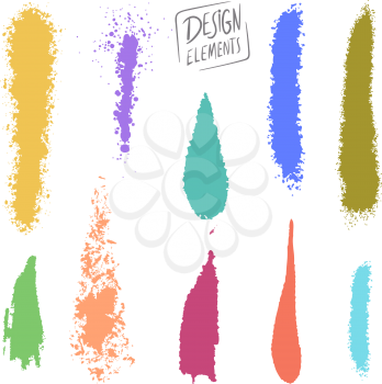 Vector Illustration of Abstract Dry Brush Paintings or Design Elements Set