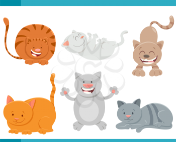 Cartoon Illustration of Cats or Kittens Funny Characters Set