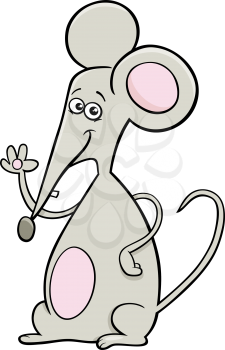 Cartoon Illustration of Funny Gray Mouse Comic Animal Character