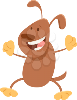 Cartoon Illustration of Happy Brown Dog Animal Character