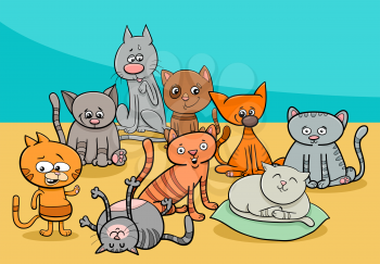 Cartoon Illustration of Funny Cats or Kittens Animal Group
