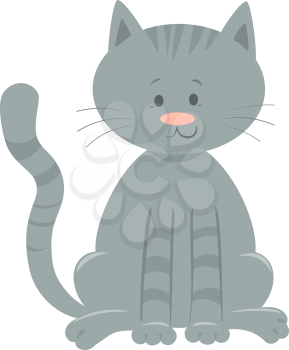 Cartoon Illustration of Cute Domestic Cat Animal Mascot Character
