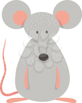 Cartoon Illustration of Cute Grey Mouse Animal Mascot Character