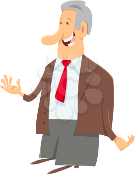 Cartoon Illustration of Funny Man or Businessman Character