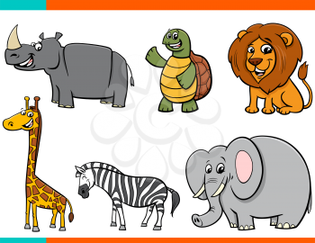 Cartoon Illustration of Wild Animals Funny Characters Set