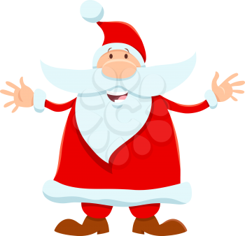 Cartoon Illustration of Happy Santa Claus Character on Christmas Holiday Time