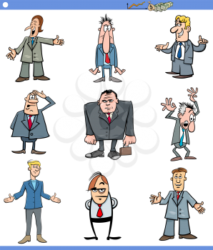 Cartoon Illustration of Men or Businessmen Characters Set