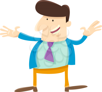 Cartoon Illustration of Funny Man or Businessman Character