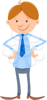 Cartoon Illustration of Man with Necktie or Businessman Character