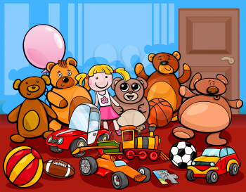 Cartoon Illustration of Toys Objects Characters Group