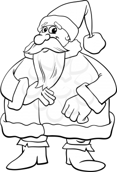Black and White Cartoon Illustration of Funny Santa Claus Christmas Character Coloring Book