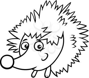 Black and White Cartoon illustration of Hedgehog Comic Animal Character Coloring Book