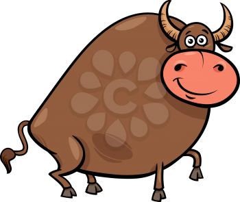 Cartoon Illustration of Funny Farm Bull Animal Character
