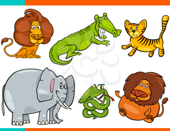 Cartoon Illustration of Animals Funny Characters Set