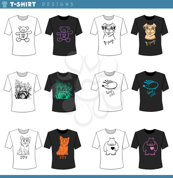 Illustration of T-Shirt Cartoon Concept Design Templates Set