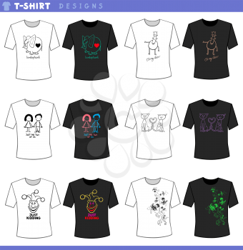 Illustration of T-Shirt Cartoon Concept Designs Collection